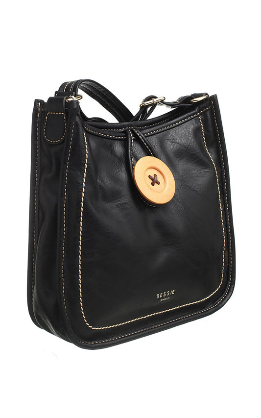 Bessie Button Crossbody Bag Black