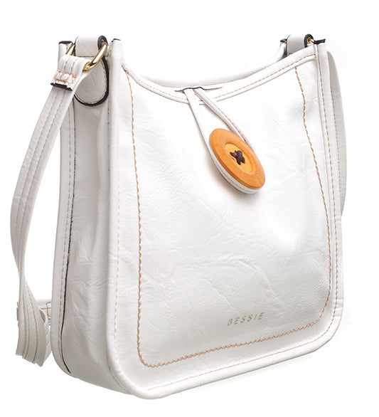 Bessie Button Crossbody Bag White