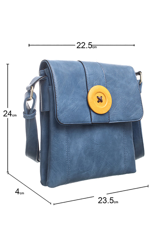 Bessie Button Crossbody Blue