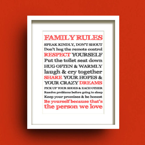 'Family Rules' Frame Medium