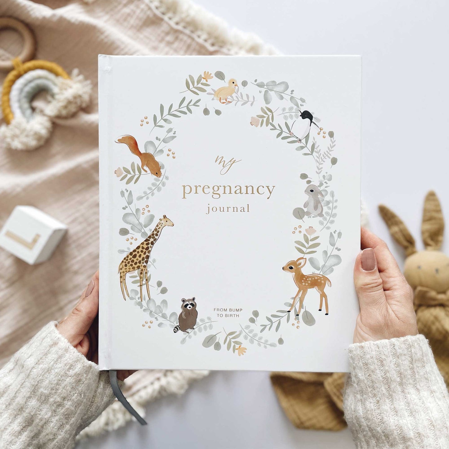 Pregnancy journal animals and gold foil