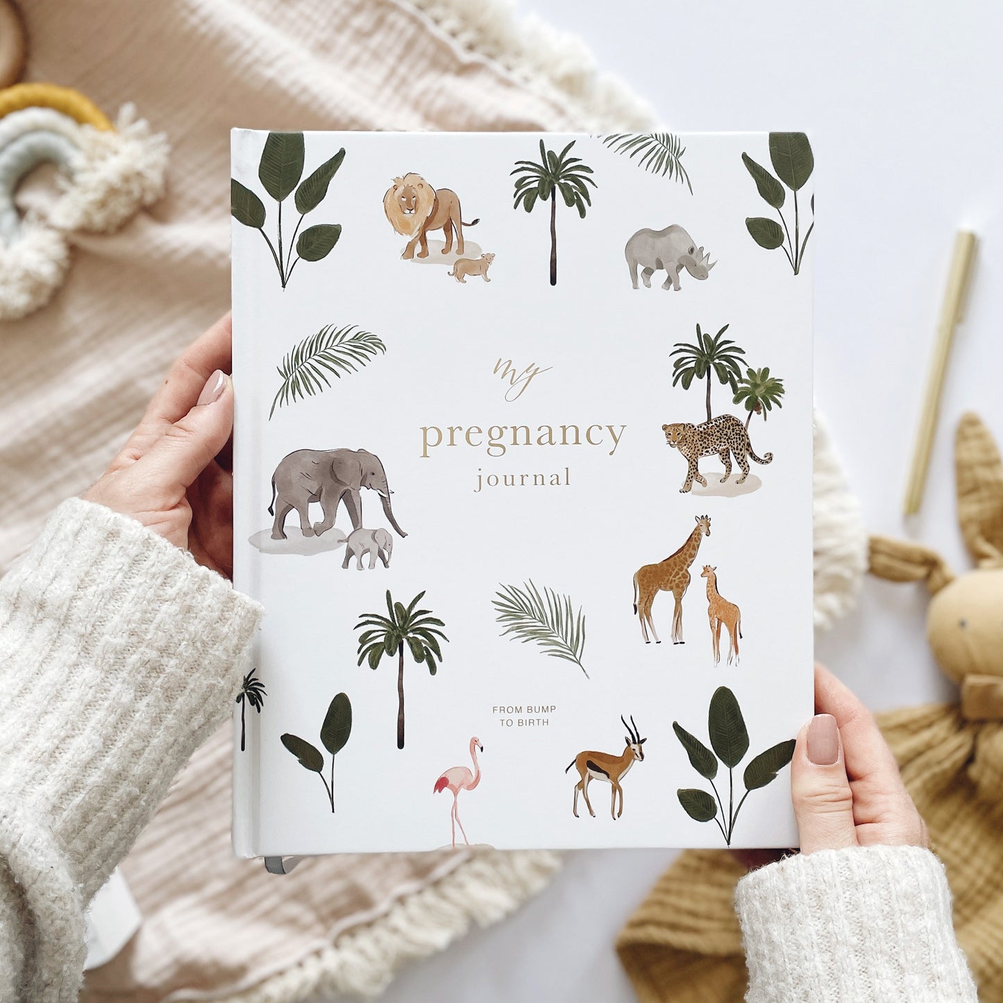 Pregnancy journal jungle and gold foil