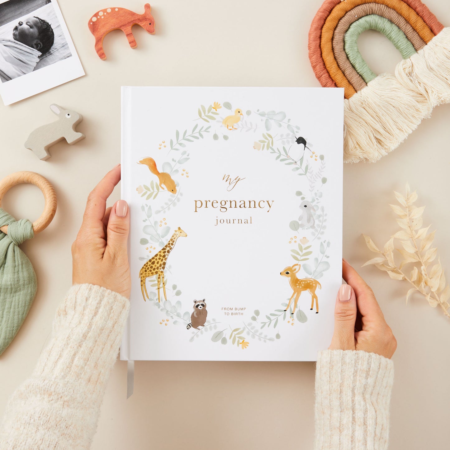 Pregnancy journal animals and gold foil