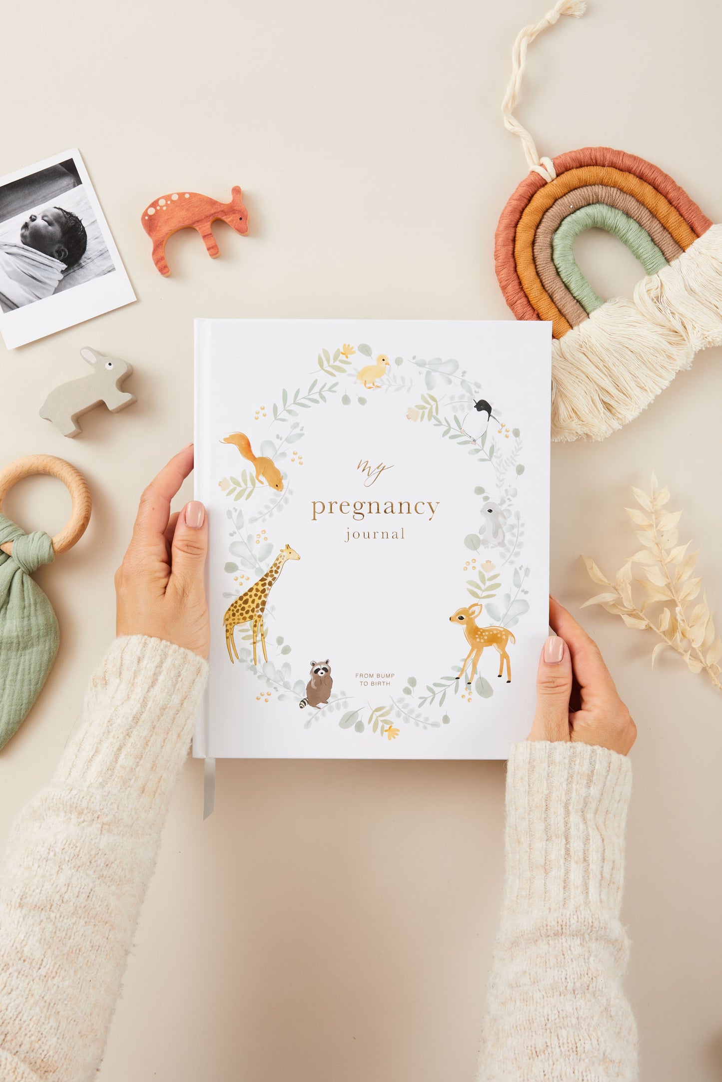 Pregnancy journal animals and gold foil