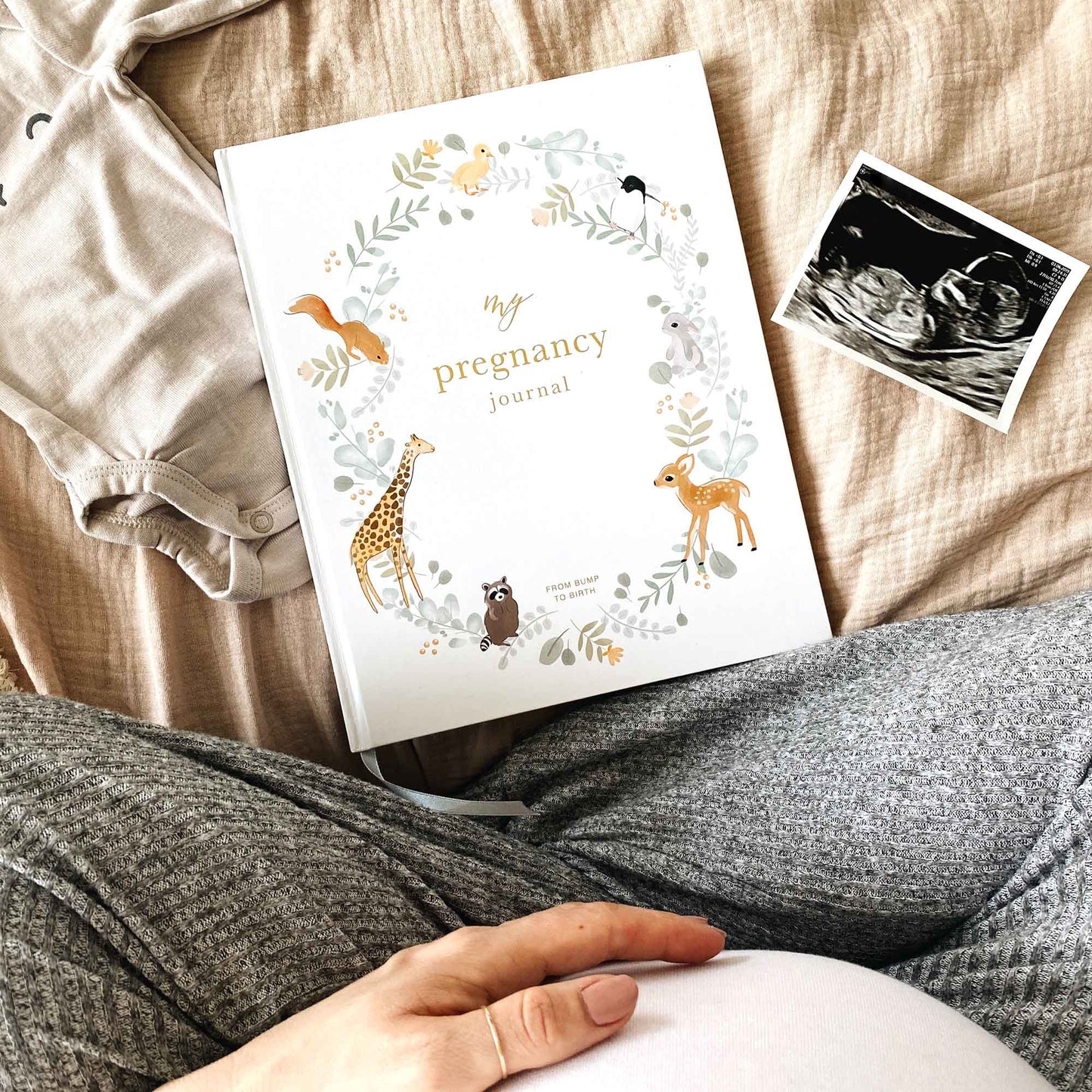 Pregnancy journal animals and gold foil