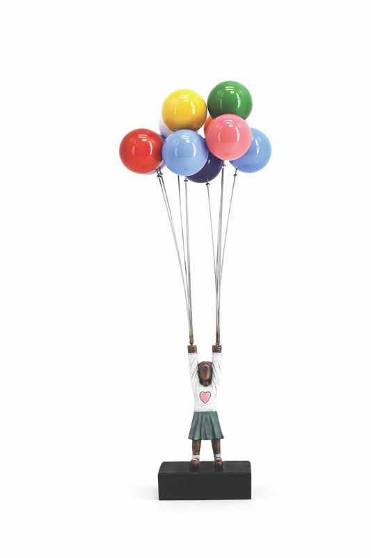 David McGlynn Sculpture Girl With Two Sets Of Balloons (Freedom)