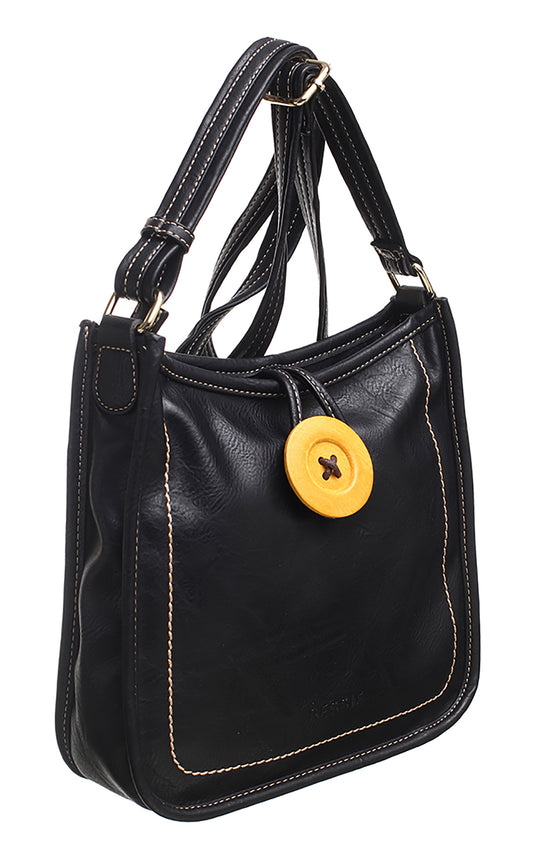 Bessie Button Crossbody Bag Black