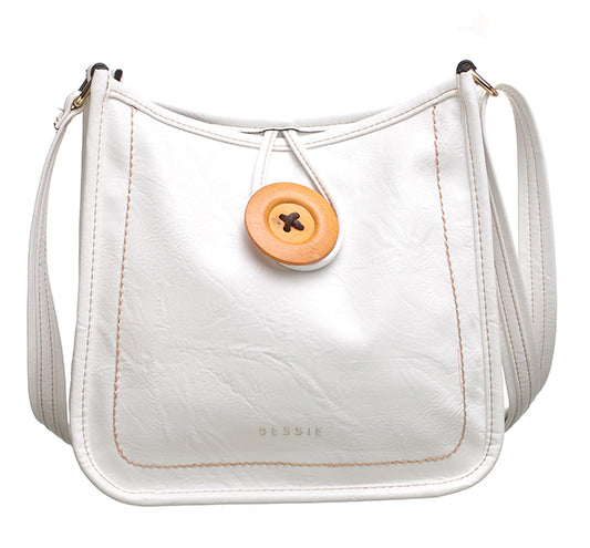 Bessie Button Crossbody Bag White