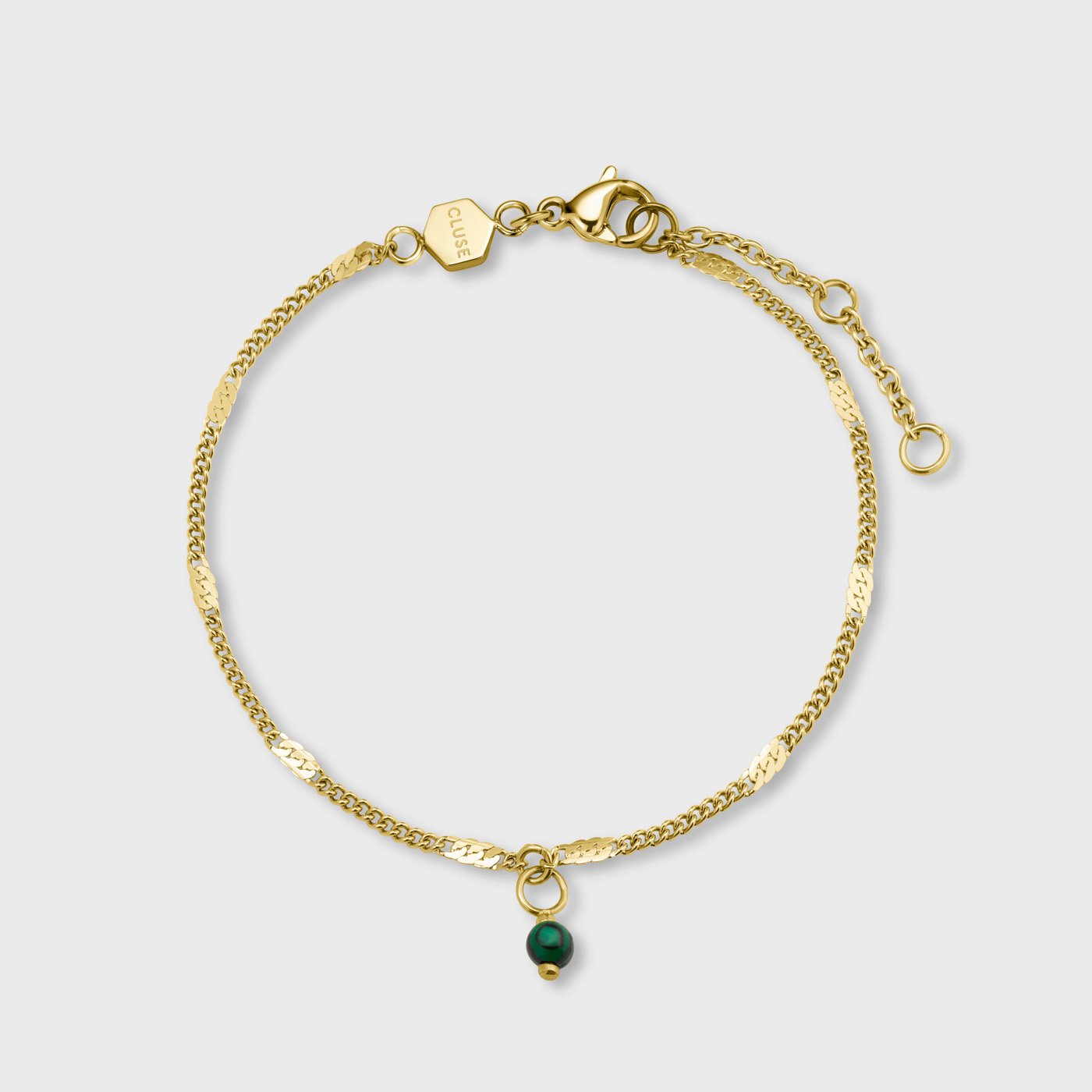 Gift Box La Tétragone Mesh and Malachite Bracelet Gold Colour