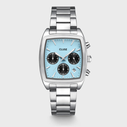Quartaut Chrono Watch Steel, Blue and Black, Silver Colour