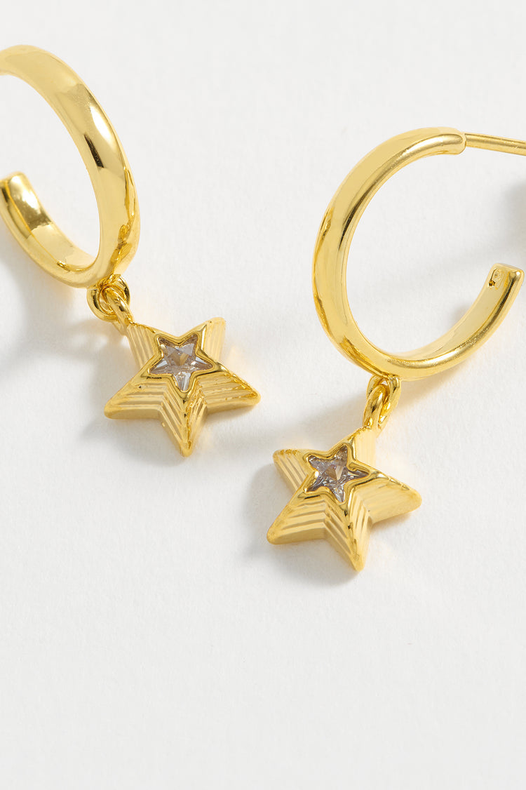 CZ Star Drop Hoops